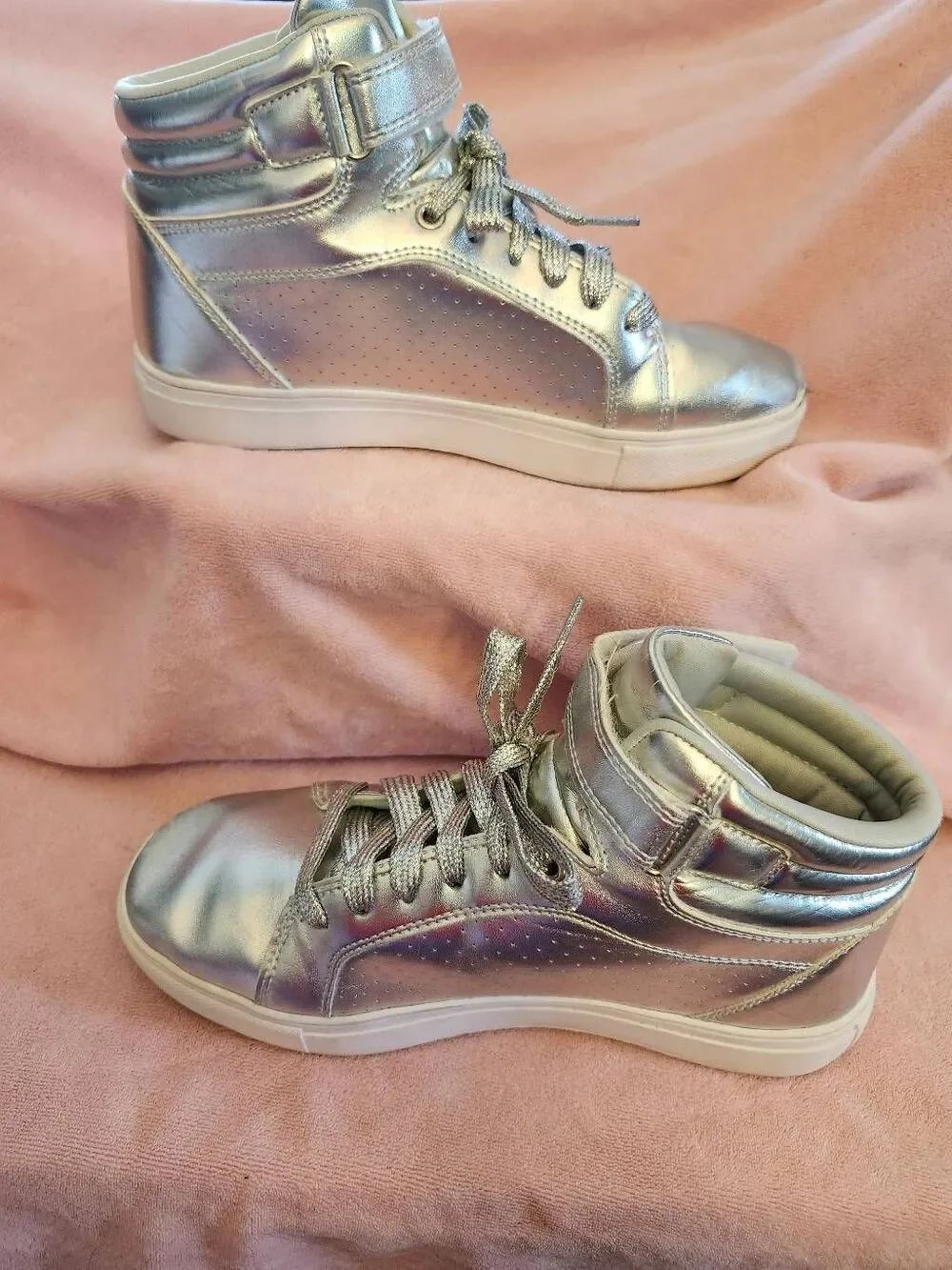 Weissman Gloss Boss dance sneakers in silver, featuring a metallic finish and a